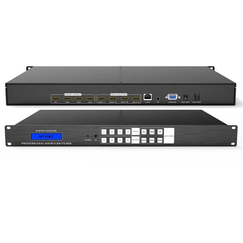 ADI Chip Video HDMI Matrix Switch 4x4, 2U 4K 30Hz HDMI Matrix Switcher Console 4 in 4 Out
ADI Chip Video HDMI Matrix Switch 4x4, 2U 4K 30Hz HDMI Matrix Switcher Console 4 in 4 Out