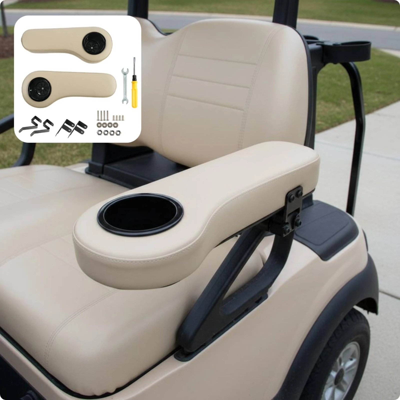 Golf Vehicle Rear Seat Armrest Waterproof Golf Vehicle Seat Armrest with Cup Holder Vehicle Accessory Long-Lasting PU Leather
Golf Vehicle Rear Seat Armrest Waterproof Golf Vehicle Seat Armrest with Cup Holder Vehicle Accessory Long-Lasting PU Leather