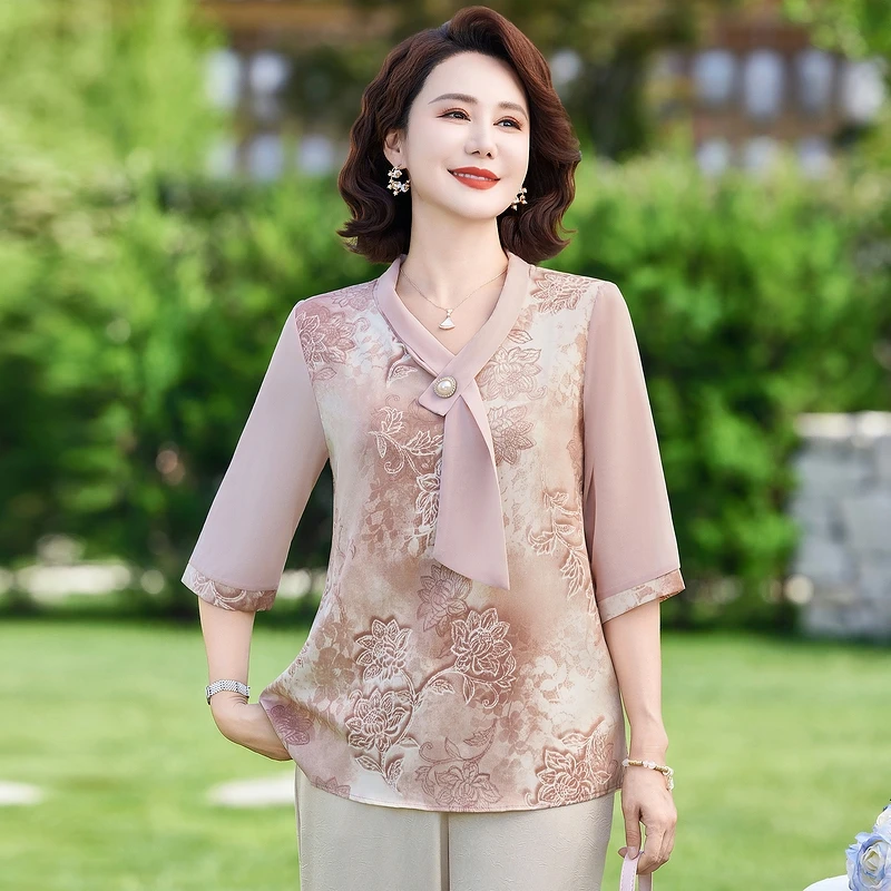 Summer Women's Tie Plus Size Chiffon Shirt 2025 Outdoor Soft Casual Daily T-shirt Casual Top Loose Half Sleeved Shirt
Summer Women's Tie Plus Size Chiffon Shirt 2025 Outdoor Soft Casual Daily T-shirt Casual Top Loose Half Sleeved Shirt