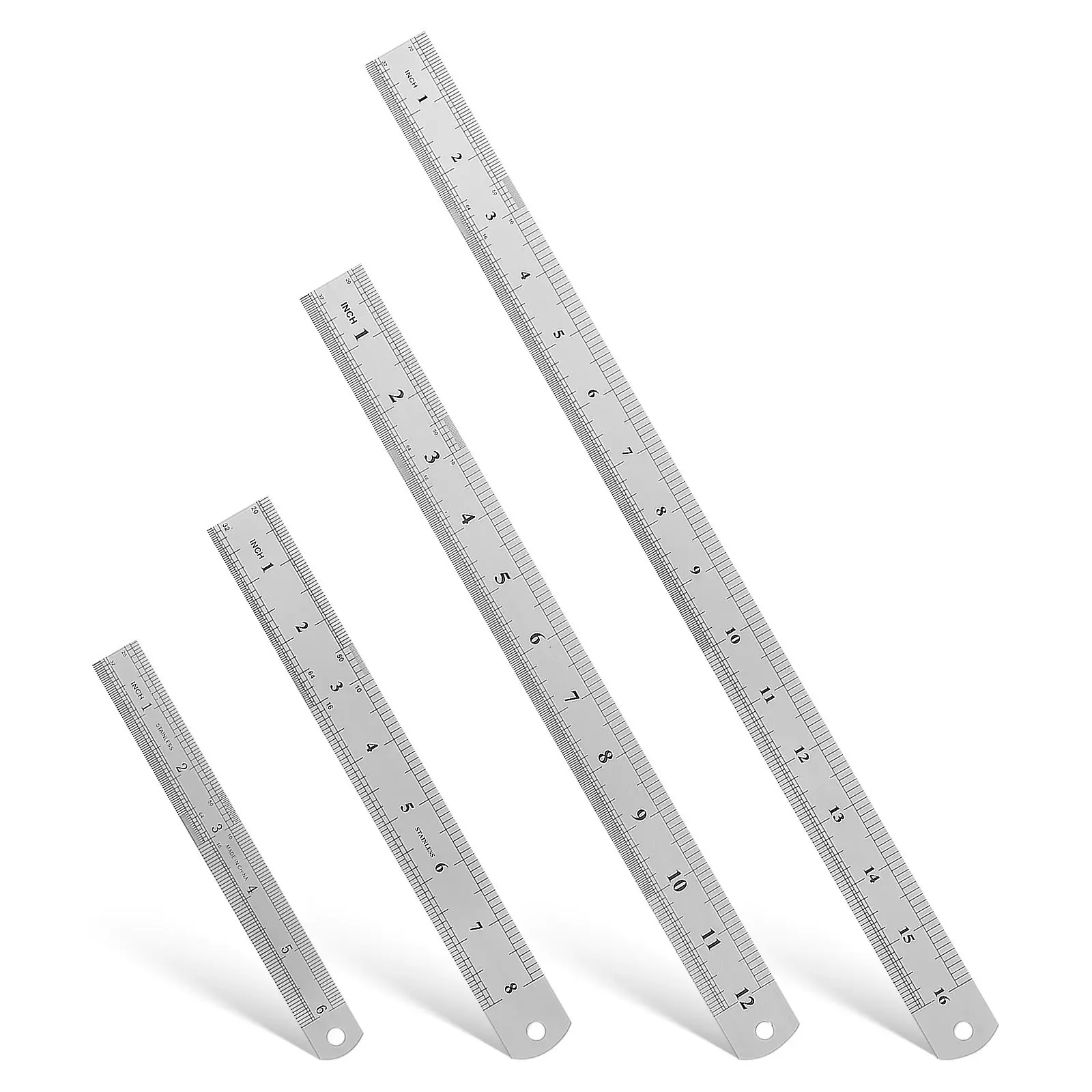 4Pcs Thickened Stainless Steel Straight Rulers 5.9 7.8 11.8 15.7in Dual Scale Metal Measuring Rulers for Drafting Hardware Molds
4Pcs Thickened Stainless Steel Straight Rulers 5.9 7.8 11.8 15.7in Dual Scale Metal Measuring Rulers for Drafting Hardware Molds