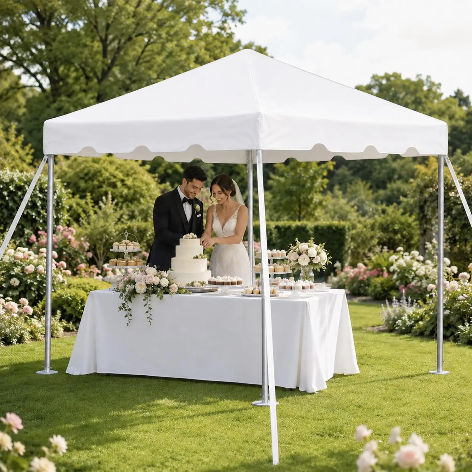10x10 Heavy-Duty Waterproof Canopy Tent, White Vinyl Commercial Frame Tent with Galvanized Steel Poles, Outdoor, Customized
10x10 Heavy-Duty Waterproof Canopy Tent, White Vinyl Commercial Frame Tent with Galvanized Steel Poles, Outdoor, Customized