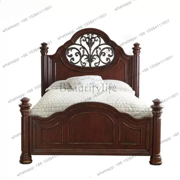 American retro solid wood bed European modern design 1.5 meters double bedroom French carved princess bed
American retro solid wood bed European modern design 1.5 meters double bedroom French carved princess bed