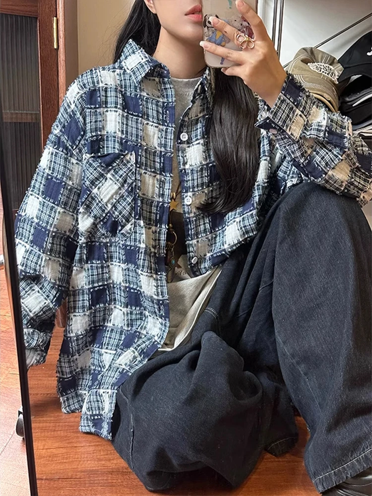 Американская ретро-рубашка в синюю клетку для женщин, дизайнерская блузка премиум-класса, кардиган для старшеклассниц на весну-осень, верхняя одежда
Американская ретро-рубашка в синюю клетку для женщин, дизайнерская блузка премиум-класса, кардиган для старшеклассниц на весну-осень, верхняя одежда