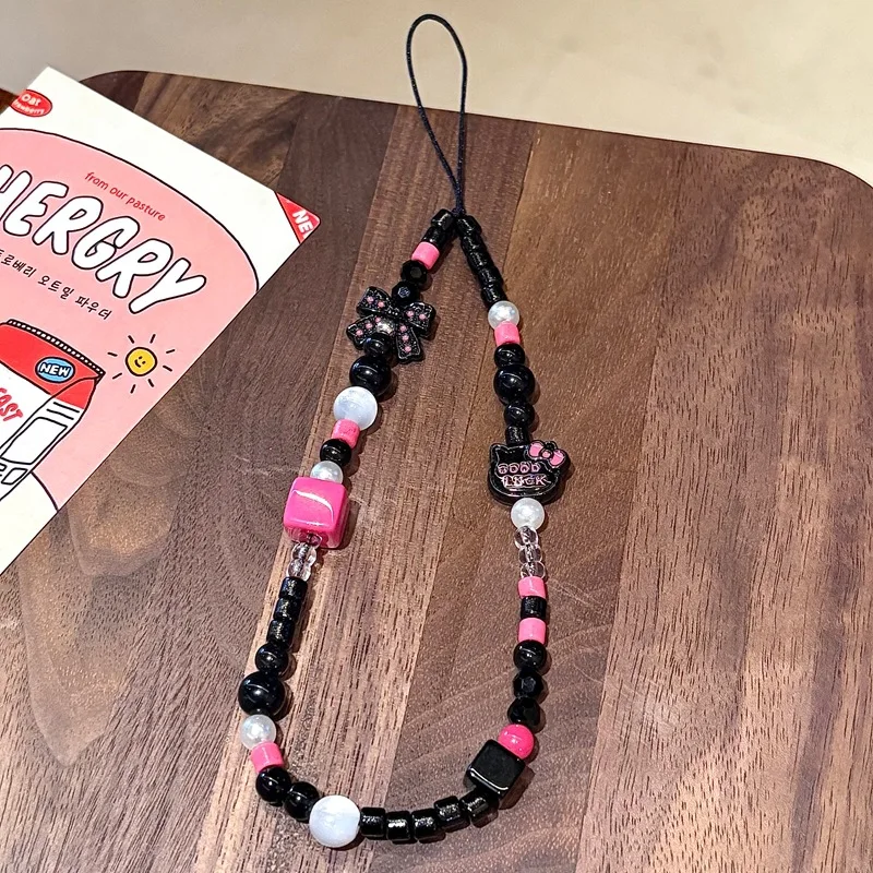 Sweet Grunge Cool Style Phone Lanyard Good Luck Charm Black Pink Bead Keychain Bag Charm Kawaii Goth Daily Decor Gift
Sweet Grunge Cool Style Phone Lanyard Good Luck Charm Black Pink Bead Keychain Bag Charm Kawaii Goth Daily Decor Gift