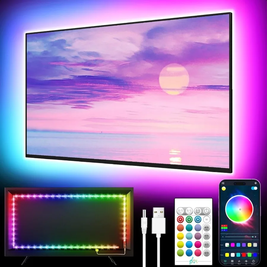 LED Lights for TV 16.4FT TV LED Backlight for 4575 Inch TV Music Sync TV LED Light with Bluetooth Function RGB Color Changing L
LED Lights for TV 16.4FT TV LED Backlight for 4575 Inch TV Music Sync TV LED Light with Bluetooth Function RGB Color Changing L