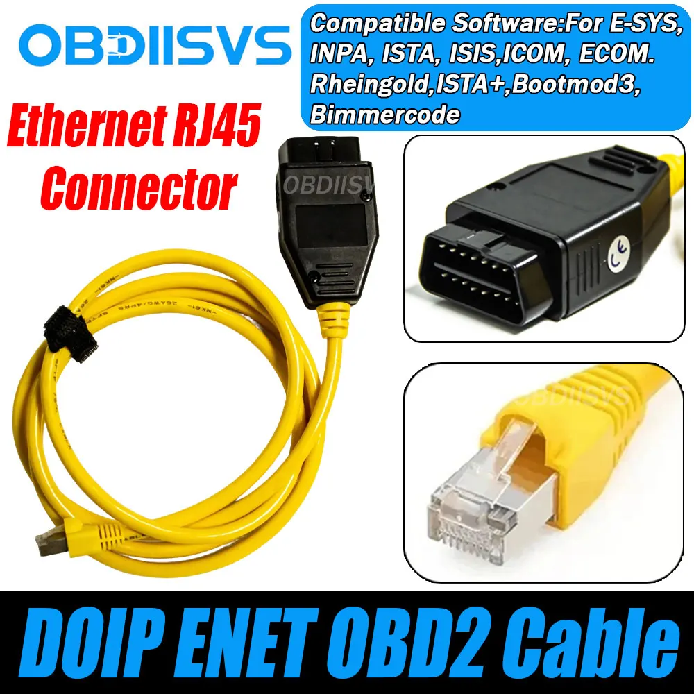 OBD2 ENET Cable Hidden Coding ECU Programming OBD2 Diagnostic Cable Ethernet RJ45 Connector For ESYS/E-SYS/INPA/ISTA Software
OBD2 ENET Cable Hidden Coding ECU Programming OBD2 Diagnostic Cable Ethernet RJ45 Connector For ESYS/E-SYS/INPA/ISTA Software