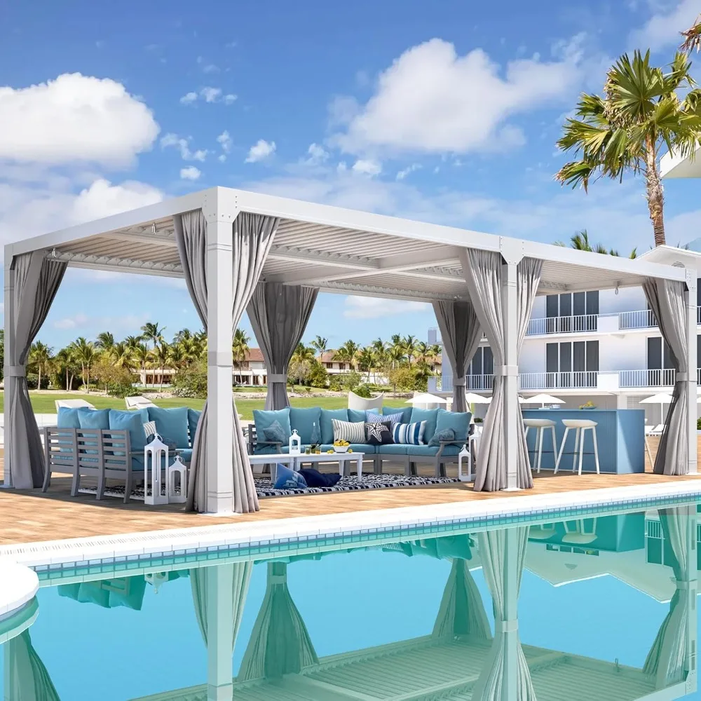 Louvered Pergola 12x24, Aluminum Pergola with Adjustable Louvered Roof, Outdoor Pergola with Waterproof Curtains, Customized
Louvered Pergola 12x24, Aluminum Pergola with Adjustable Louvered Roof, Outdoor Pergola with Waterproof Curtains, Customized