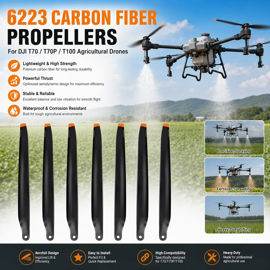 6223 Carbon-Fiber Propellers Heavy-Duty Lifting Blades for DJI T70/T70P/T100 Agricultural Drones
6223 Carbon-Fiber Propellers Heavy-Duty Lifting Blades for DJI T70/T70P/T100 Agricultural Drones