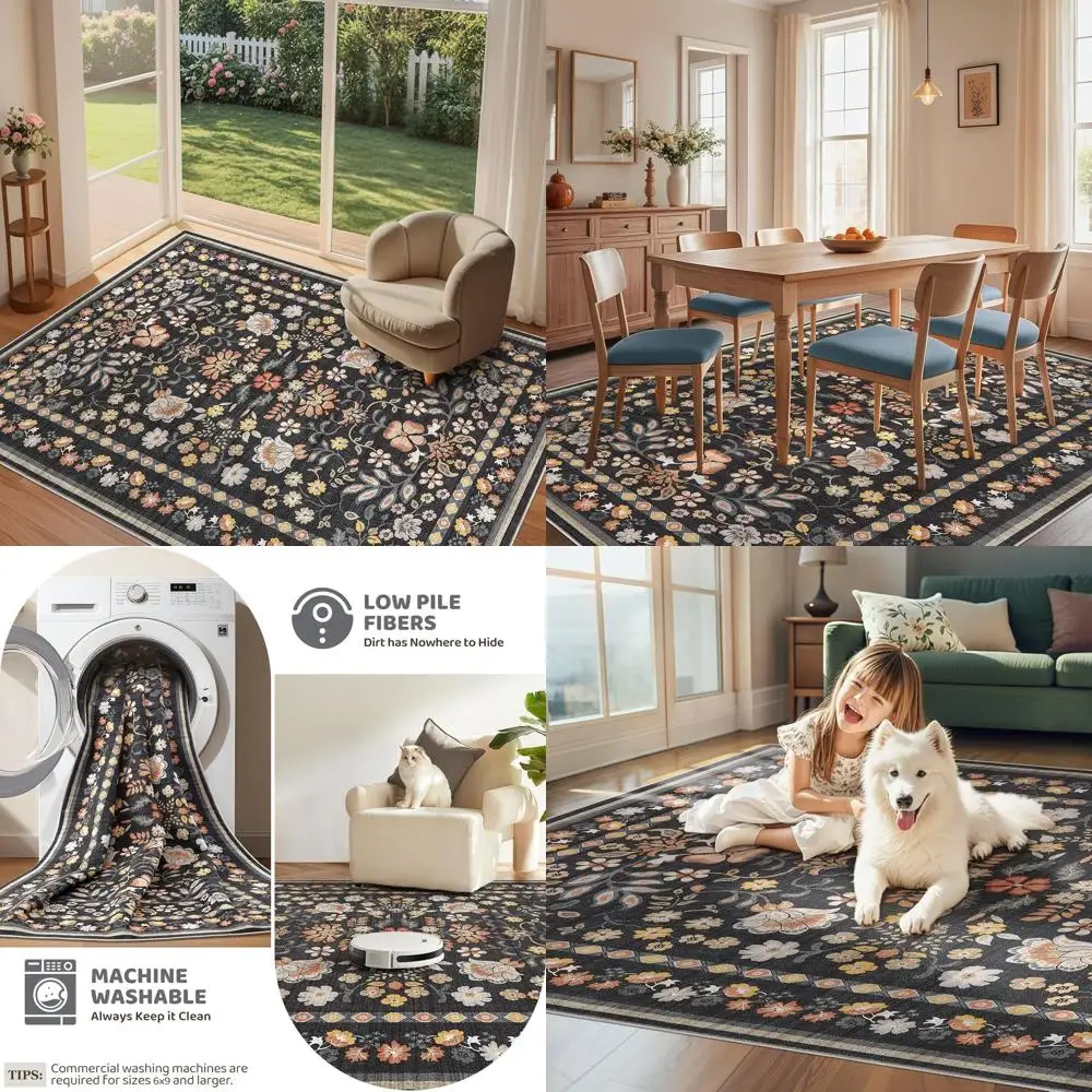 Washable Boho Vintage Floral Large Area Rug - Non-Slip Thin Carpet for Living Room, Bedroom, Dining Room, Kids Playroom, and Off
Washable Boho Vintage Floral Large Area Rug - Non-Slip Thin Carpet for Living Room, Bedroom, Dining Room, Kids Playroom, and Off