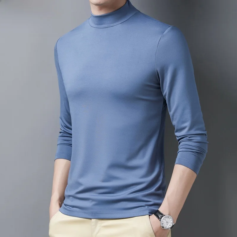 Мужская длинная шелковая футболка-свитшот с высоким воротником, модная повседневная, трендовая, весна-осень
Мужская длинная шелковая футболка-свитшот с высоким воротником, модная повседневная, трендовая, весна-осень