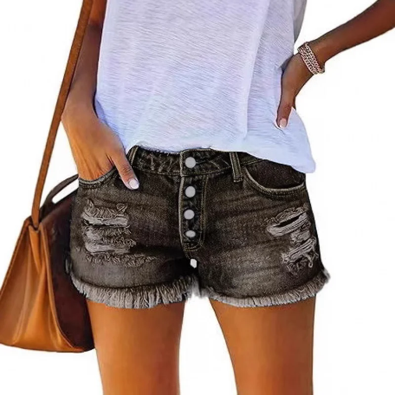 2025New Summer European and American New High Quality Ladies Four Breasted Hole Shorts Hot Pants
2025New Summer European and American New High Quality Ladies Four Breasted Hole Shorts Hot Pants