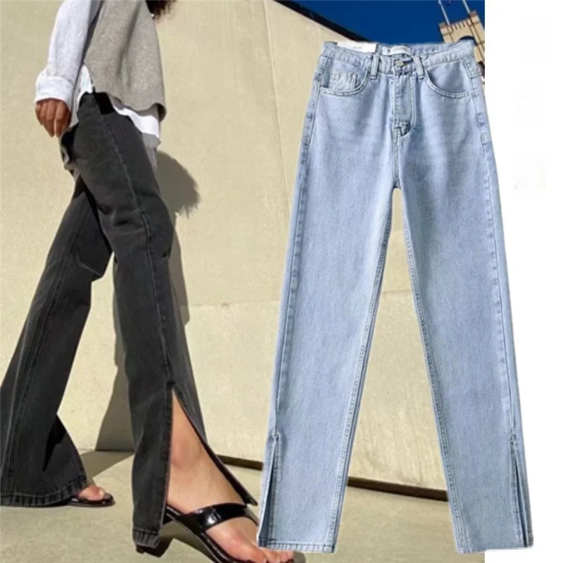 Прямые джинсы с высокой талией в американском стиле ретро, длинные брюки длиной до пола с высоким разрезом по бокам, дизайн Sensation
Прямые джинсы с высокой талией в американском стиле ретро, длинные брюки длиной до пола с высоким разрезом по бокам, дизайн Sensation