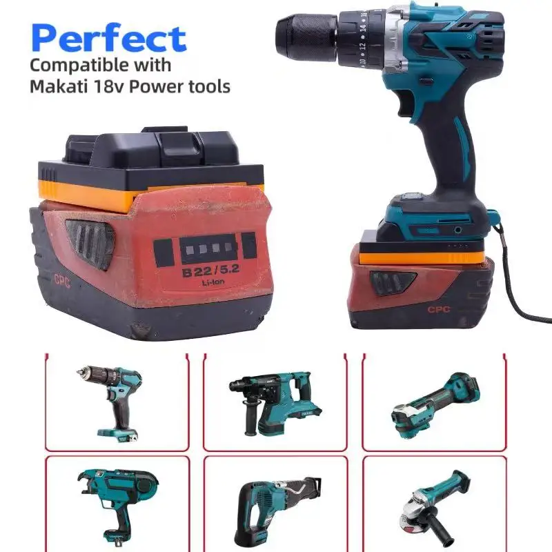 Battery Adapter For Hilti b22 22v compatible To For Makita 18V Tools Use Converter(Not include tools and battery)
Battery Adapter For Hilti b22 22v compatible To For Makita 18V Tools Use Converter(Not include tools and battery)