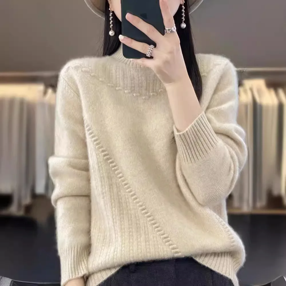 Spring and Autumn New Half High Collar Sweater for Women Thickened Warm Loose Fashionable Short Knitted Sweater
Spring and Autumn New Half High Collar Sweater for Women Thickened Warm Loose Fashionable Short Knitted Sweater