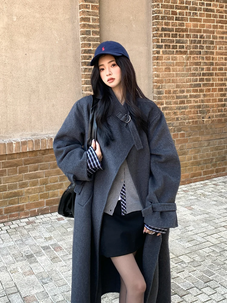 Adan Double-Faced Woolen Coat Long Loose Silhouette Winter Women's Outerwear Korean Style Commute Pure Color Single Button
Adan Double-Faced Woolen Coat Long Loose Silhouette Winter Women's Outerwear Korean Style Commute Pure Color Single Button