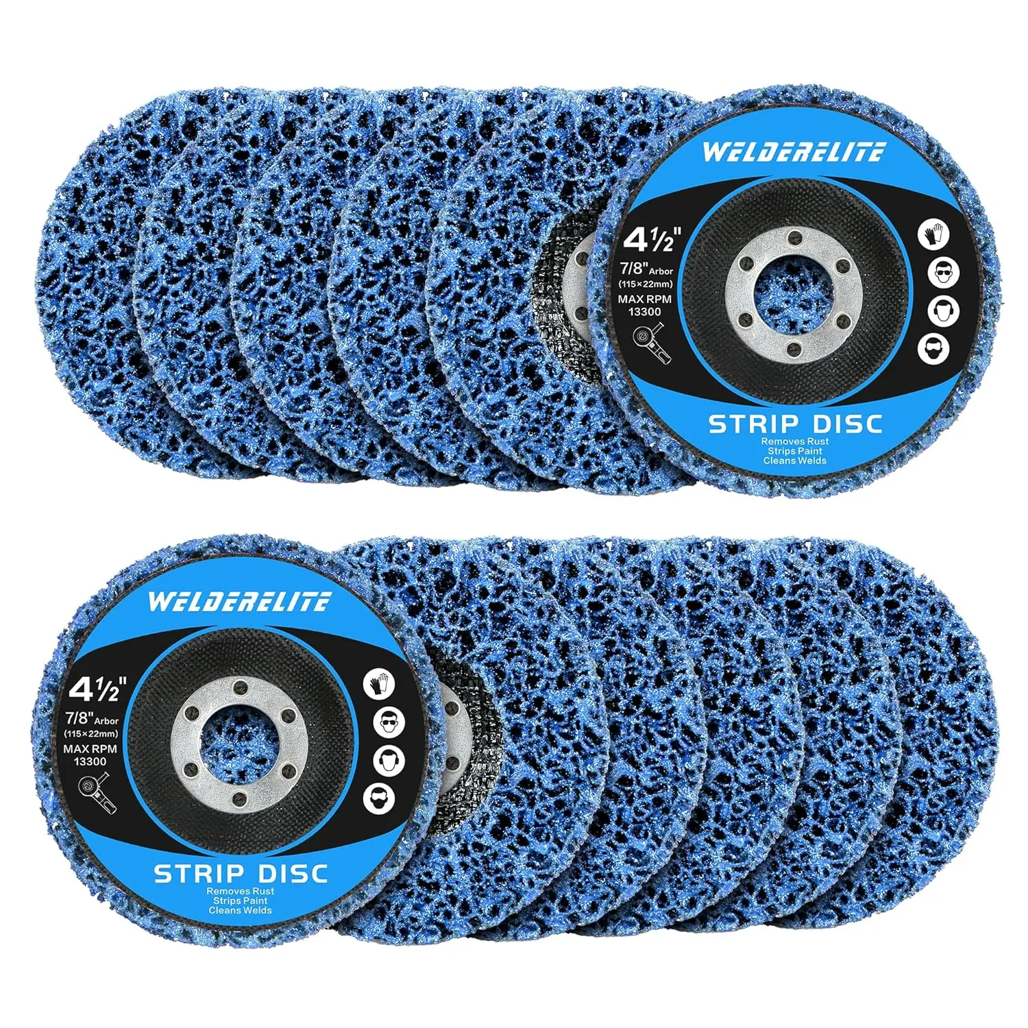 12-Pack Blue Stripping Discs 4-1/2" x 7/8" for Angle Grinder – Remove Rust Paint & Contaminants on Metal Wood Plastic
12-Pack Blue Stripping Discs 4-1/2" x 7/8" for Angle Grinder – Remove Rust Paint & Contaminants on Metal Wood Plastic