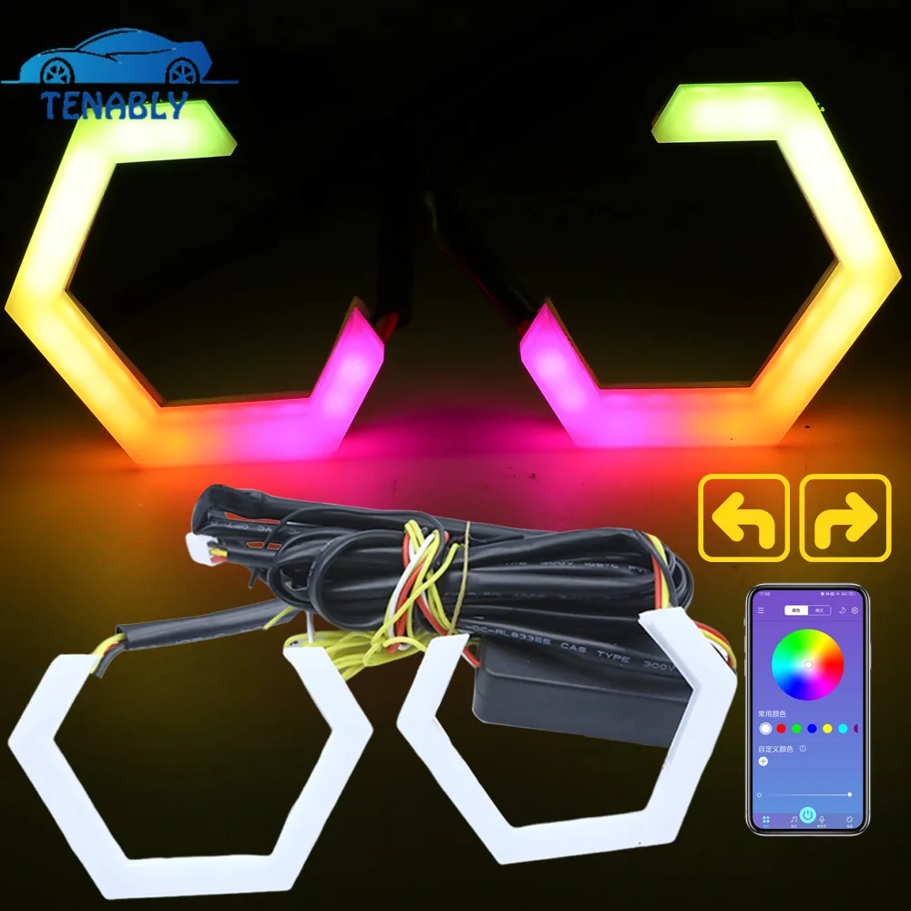 2PCS Hexagon RGB Angel Eyes Amber Turn Signal LED Headlight Halo Rings 70 80 90mm APP Control for Car ATV UTV Motorcycle 12-24V
2PCS Hexagon RGB Angel Eyes Amber Turn Signal LED Headlight Halo Rings 70 80 90mm APP Control for Car ATV UTV Motorcycle 12-24V