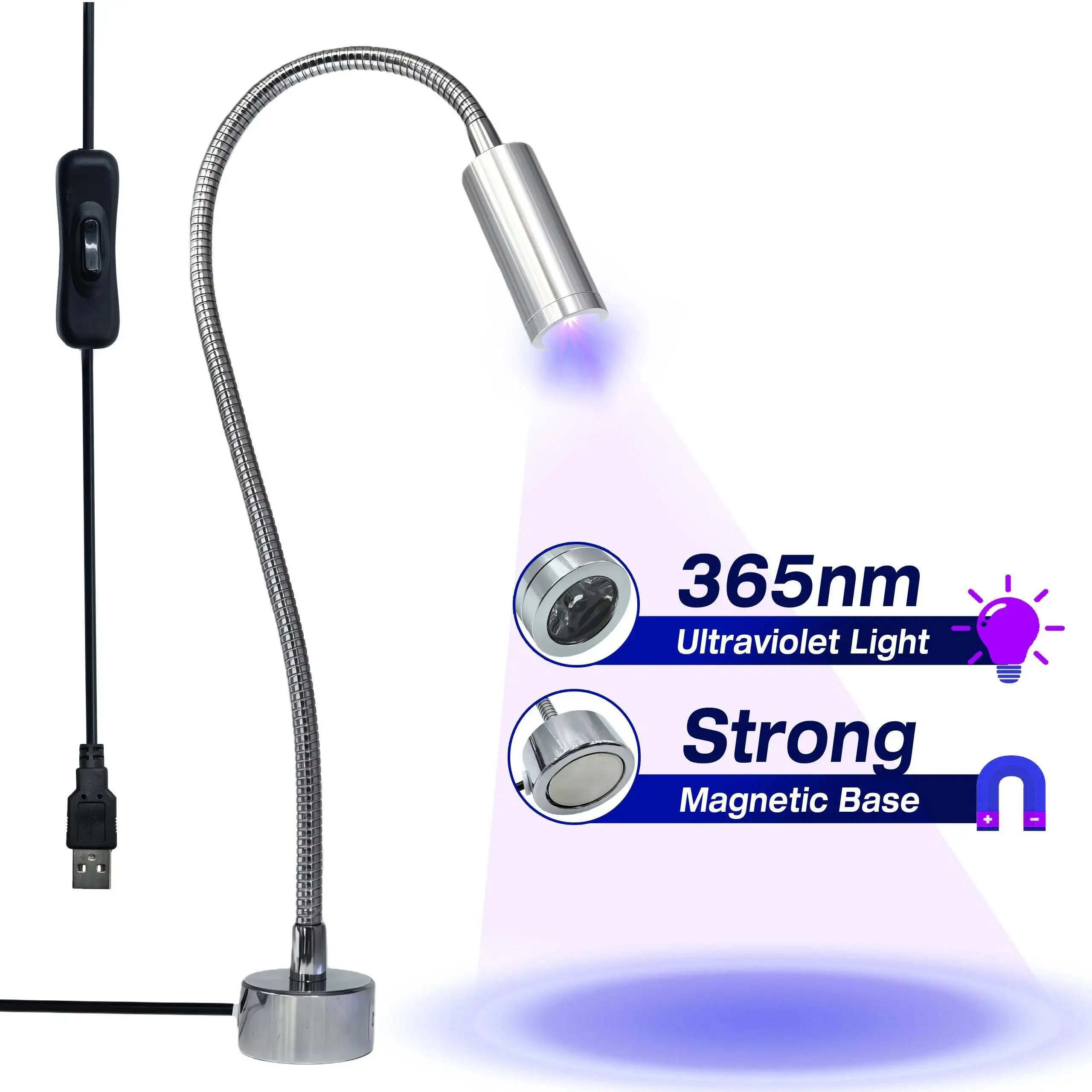 365nm UV Curing Lamp with Magnetic Base – Pro for PCB Repair, Electronics & UV Adhesive Curing
365nm UV Curing Lamp with Magnetic Base – Pro for PCB Repair, Electronics & UV Adhesive Curing