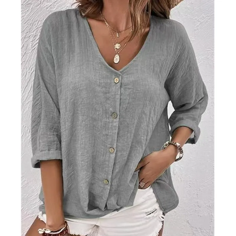 Single Breasted Cardigan Women's Thin Top Summer Casual Fashion Solid Color V-neck Shirt Lady Loose Versatile Streetwear Blouses
Single Breasted Cardigan Women's Thin Top Summer Casual Fashion Solid Color V-neck Shirt Lady Loose Versatile Streetwear Blouses