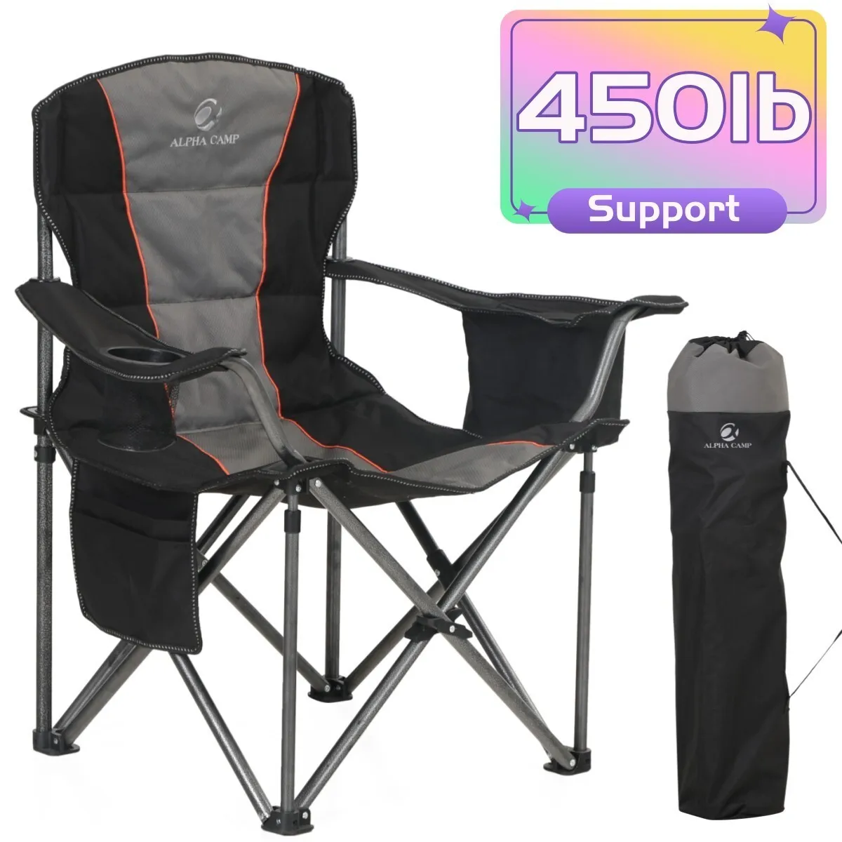 Camping Chairs Heavy Duty Oversized Folding Camping Chairs with Carry Bag 450lb
Camping Chairs Heavy Duty Oversized Folding Camping Chairs with Carry Bag 450lb