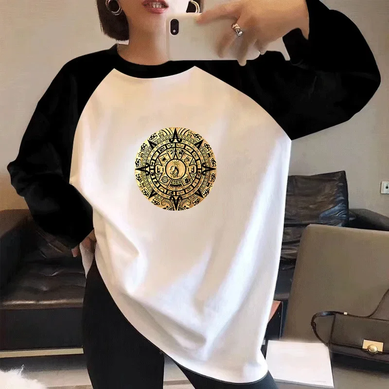 Women Clothing Chic Printed T-shirt Autumn Vintage Loose Tops Daily Casual All-match Y2k Cotton O-neck Pullovers
Women Clothing Chic Printed T-shirt Autumn Vintage Loose Tops Daily Casual All-match Y2k Cotton O-neck Pullovers