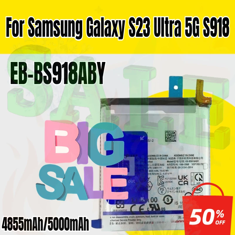 EB-BS918ABY Phone Battery For Samsung Galaxy S23 Ultra 5G S918 Replacement Batteries 4855mAh/5000mAh
EB-BS918ABY Phone Battery For Samsung Galaxy S23 Ultra 5G S918 Replacement Batteries 4855mAh/5000mAh