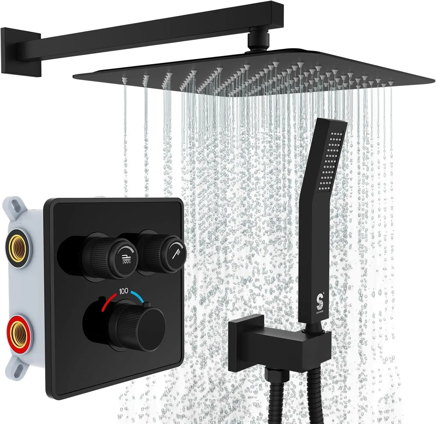 Sr Sun Rise 100℉ Thermostatic Shower System,12"" Luxury Rainfall Shower Head And High-Pressure Handheld Bathroom Shower Faucet
Sr Sun Rise 100℉ Thermostatic Shower System,12"" Luxury Rainfall Shower Head And High-Pressure Handheld Bathroom Shower Faucet