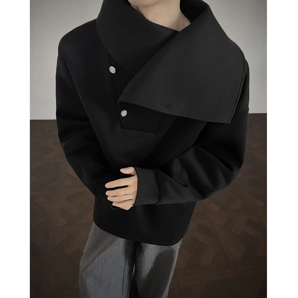 Oblique Placket Button Collar Stand-up Collar Sweater Winter Windproof Clothes Autumn and Winter Jacket
Oblique Placket Button Collar Stand-up Collar Sweater Winter Windproof Clothes Autumn and Winter Jacket