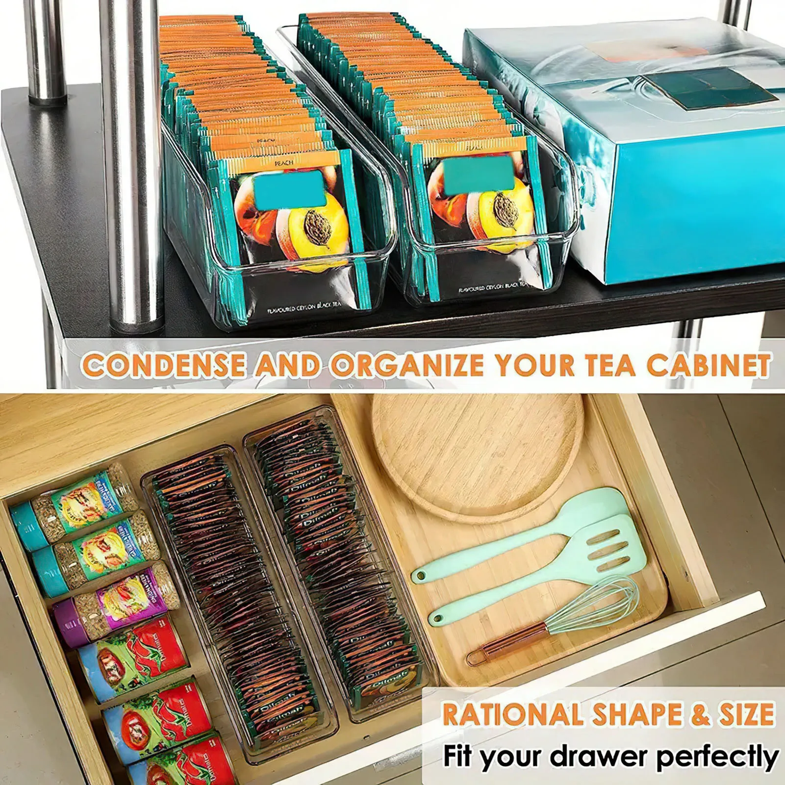 Tea Bag Caddy Box Storage Container Transparent Pantry Storage Bins for Sweeteners Spice Pouches Condiment
Tea Bag Caddy Box Storage Container Transparent Pantry Storage Bins for Sweeteners Spice Pouches Condiment