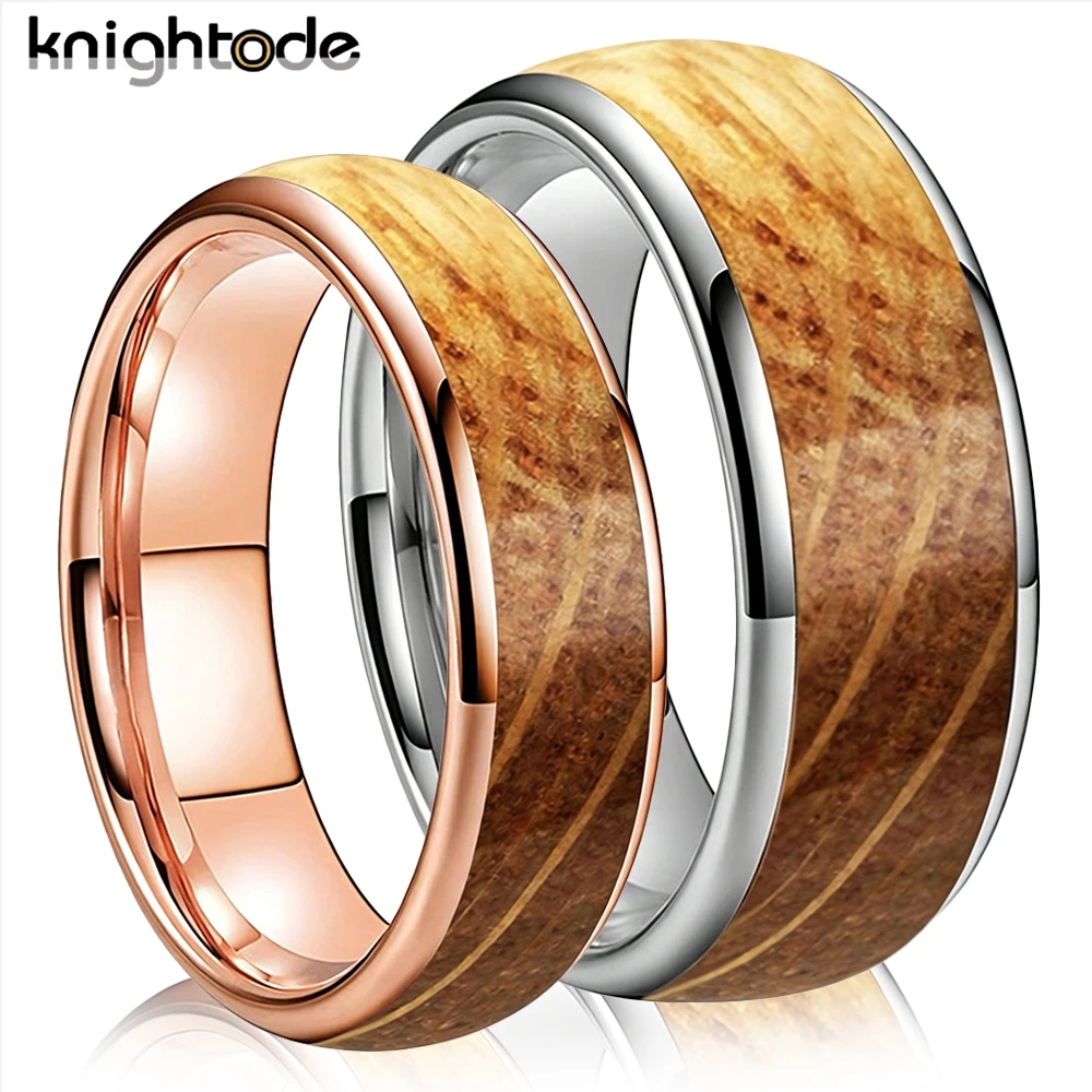 6mm 8mm Whisky Oak Wood Inlay Tungsten Carbide Wedding Bands for Men Women Engagement Rings Domed Polished Comfort Fit
6mm 8mm Whisky Oak Wood Inlay Tungsten Carbide Wedding Bands for Men Women Engagement Rings Domed Polished Comfort Fit
