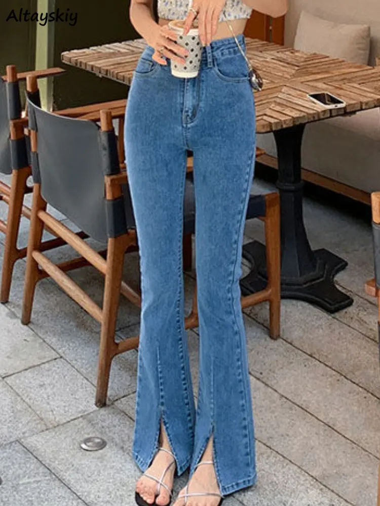 Flare Jeans Women Solid Slit Skinny All-match Spring High Waist Ulzzang Vintage Casual Ankle Length Simple Fashion Streetwear
Flare Jeans Women Solid Slit Skinny All-match Spring High Waist Ulzzang Vintage Casual Ankle Length Simple Fashion Streetwear