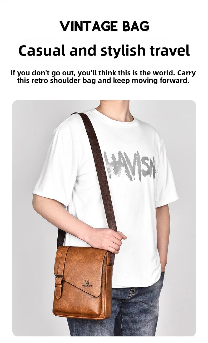 Men's Retro Casual Crossbody Bag Large Capacity Tote Bag Versatile Diagonal Hanging Bag Japanese Style Single Shoulder Bag Men's Retro Casual Crossbody Bag Large Capacity Tote Bag Versatile Diagonal Hanging Bag Japanese Style Single Shoulder Bag