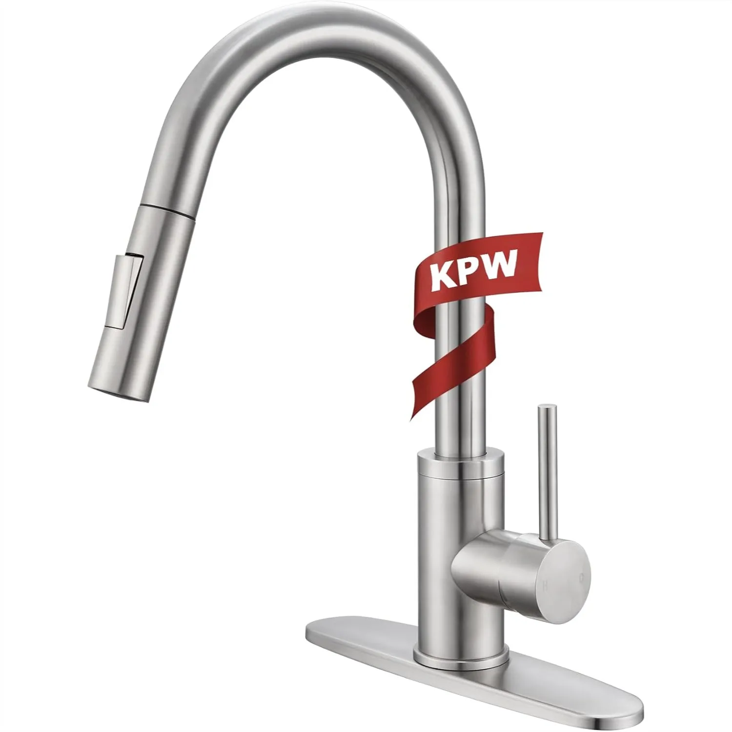 Pull-Down Kitchen Faucet with Sprayer, Brushed Nickel, High-Arc Single Handle, Fits 1 or 3 Hole Sink
Pull-Down Kitchen Faucet with Sprayer, Brushed Nickel, High-Arc Single Handle, Fits 1 or 3 Hole Sink