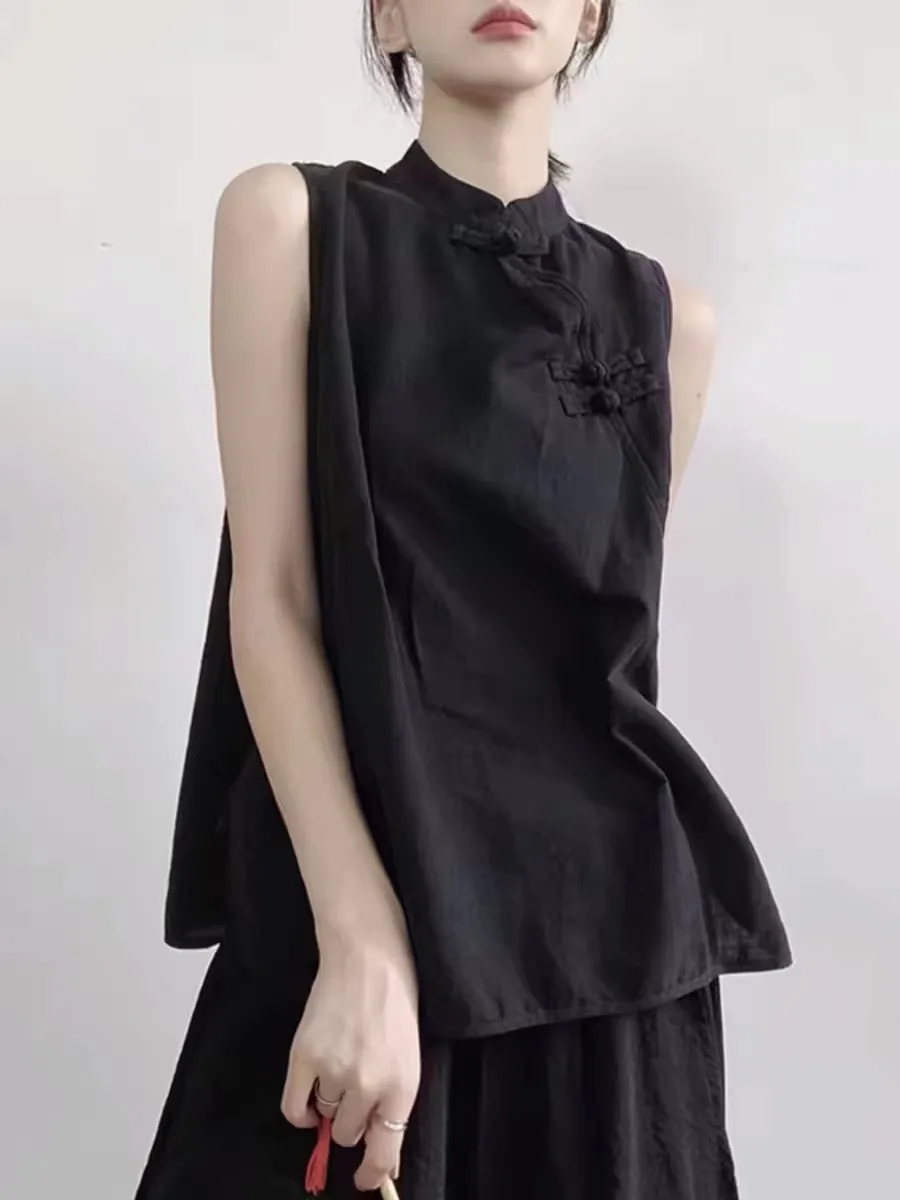 Loose Cotton Linen Vest Chinese Style Side Button Sleeveless Stand Collar Summer Retro Workwear Straight Cut No Button
Loose Cotton Linen Vest Chinese Style Side Button Sleeveless Stand Collar Summer Retro Workwear Straight Cut No Button