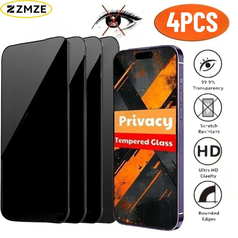 4Pcs Anti Spy Full Screen Protector for iPhone 17/16/15/14/Pro Max Air/17e/16e Tempered Glass for iPhone 13/12/11/Pro 15/14 Plus
4Pcs Anti Spy Full Screen Protector for iPhone 17/16/15/14/Pro Max Air/17e/16e Tempered Glass for iPhone 13/12/11/Pro 15/14 Plus