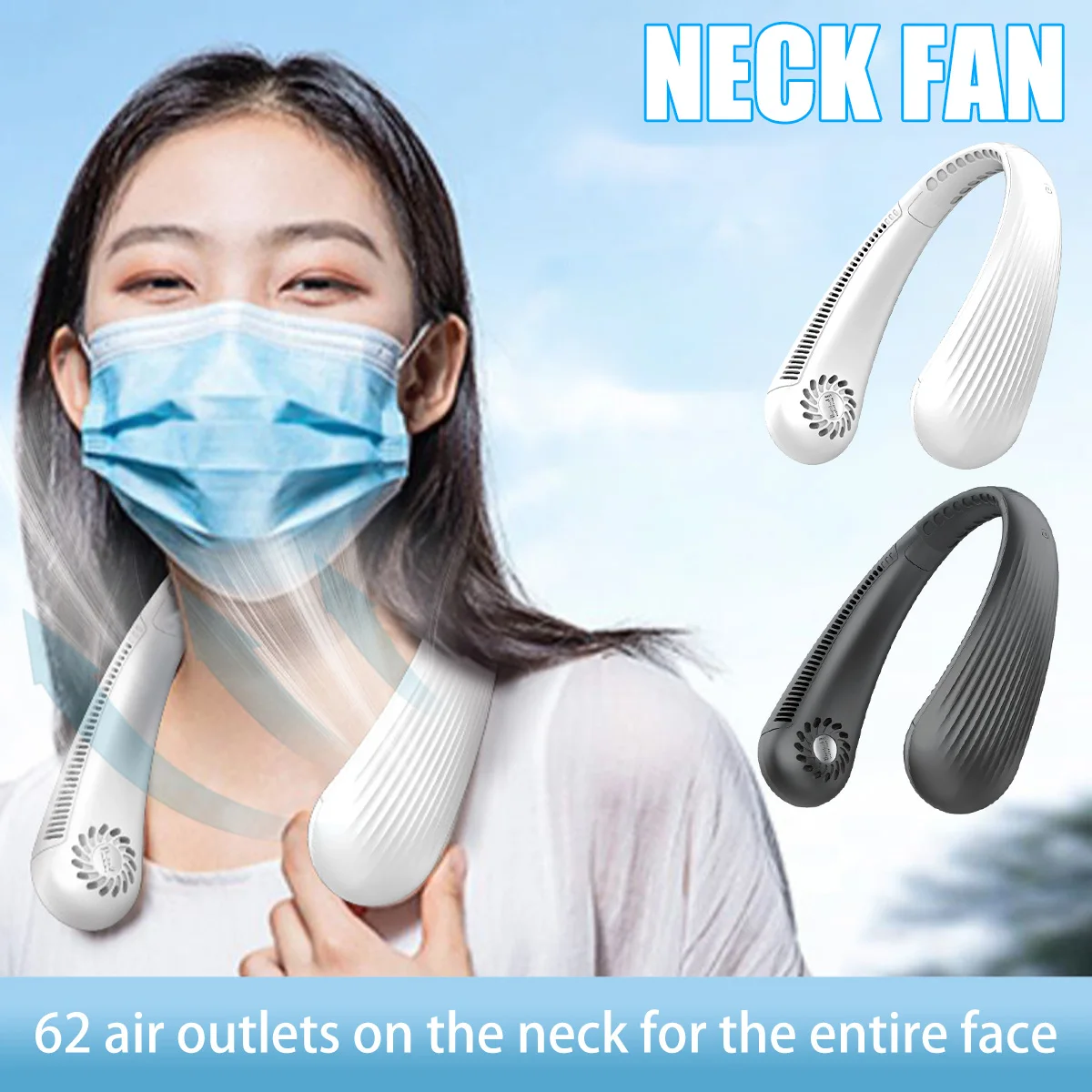 Neck Fan Rechargeable Bladeless Personal Fan with 2200mAh Battery Hands-free Lightweight Adjustable Neck Hanging Fan with 3 Wind
Neck Fan Rechargeable Bladeless Personal Fan with 2200mAh Battery Hands-free Lightweight Adjustable Neck Hanging Fan with 3 Wind
