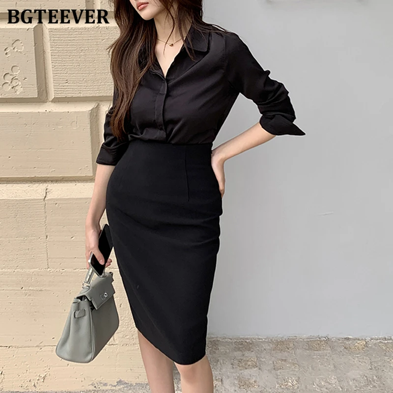 BGTEEVER Spring Summer Slim Ladies 2 Pieces Set Elegant Single-breasted Loose Shirts Blouses & Package Hip High Waist Skirts
BGTEEVER Spring Summer Slim Ladies 2 Pieces Set Elegant Single-breasted Loose Shirts Blouses & Package Hip High Waist Skirts
