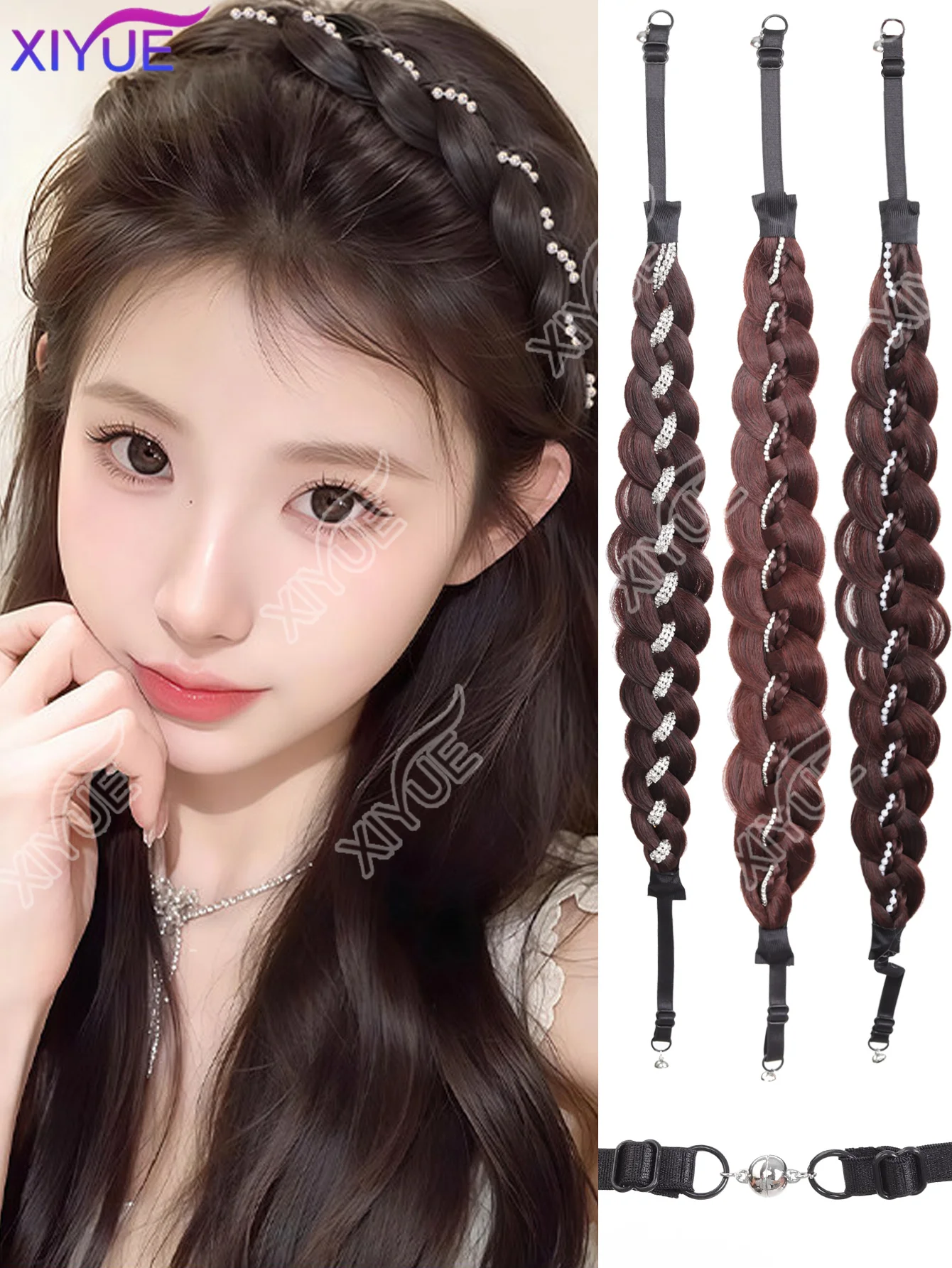 XIYUE Magnetic Braid Headband Adjustable Braided Hair Headband Stretchable Synthetic Hair Bun Extensions Elastic Non-slip
XIYUE Magnetic Braid Headband Adjustable Braided Hair Headband Stretchable Synthetic Hair Bun Extensions Elastic Non-slip