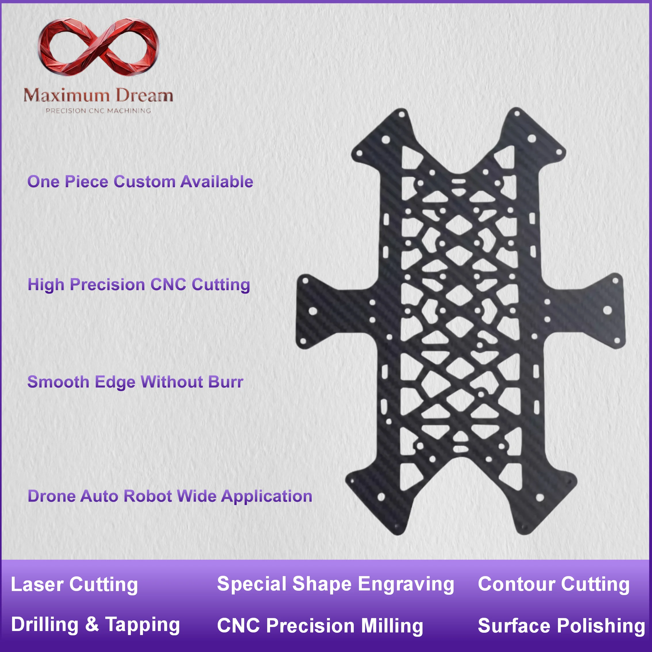 Precision Carbon Fiber Board CNC Machining Custom Cut for Aerospace Motorcycle Hardware
Precision Carbon Fiber Board CNC Machining Custom Cut for Aerospace Motorcycle Hardware