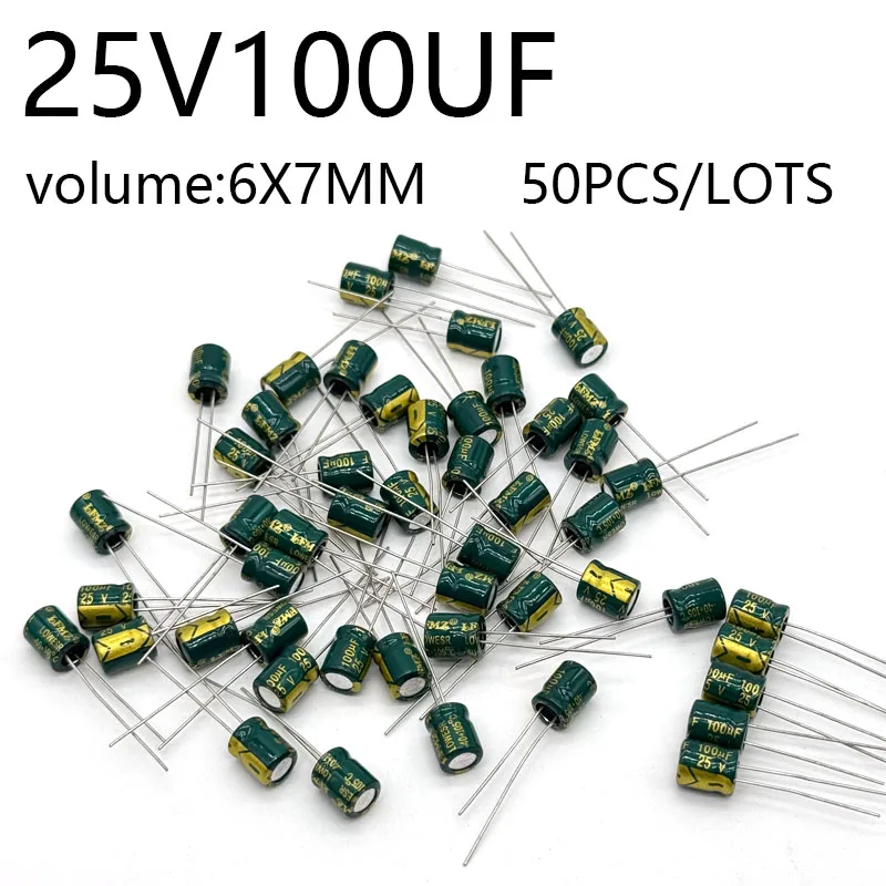 50pcs/lots 25V100UF 6*7mm high frequency low impedance aluminum electrolytic capacitor 100uf 25v
50pcs/lots 25V100UF 6*7mm high frequency low impedance aluminum electrolytic capacitor 100uf 25v