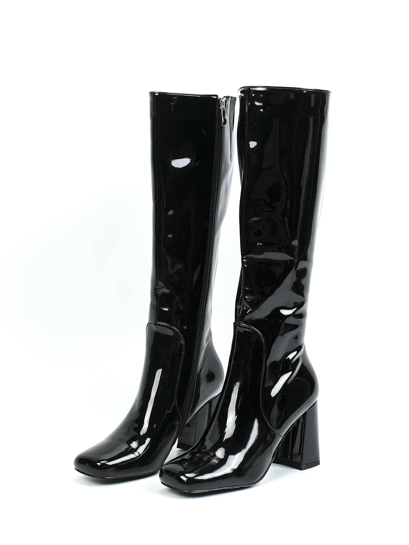 Patent Leather Square Toe Knee-High Women Boots Chunky High Heel Side Zipper Design Large Size Fashion Lady Shoes
Patent Leather Square Toe Knee-High Women Boots Chunky High Heel Side Zipper Design Large Size Fashion Lady Shoes