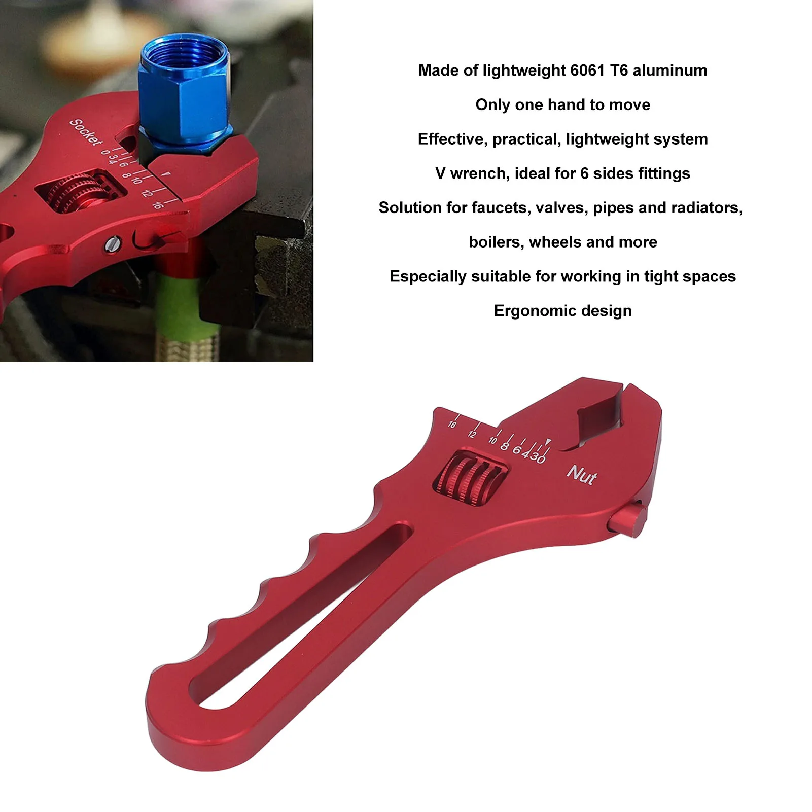 AN3‑AN16 Adjustable Wrench Fitting Wrench AN3‑AN16 Adjustable Aluminum Lightweight Spanner Tool for Hose Adapter End
AN3‑AN16 Adjustable Wrench Fitting Wrench AN3‑AN16 Adjustable Aluminum Lightweight Spanner Tool for Hose Adapter End