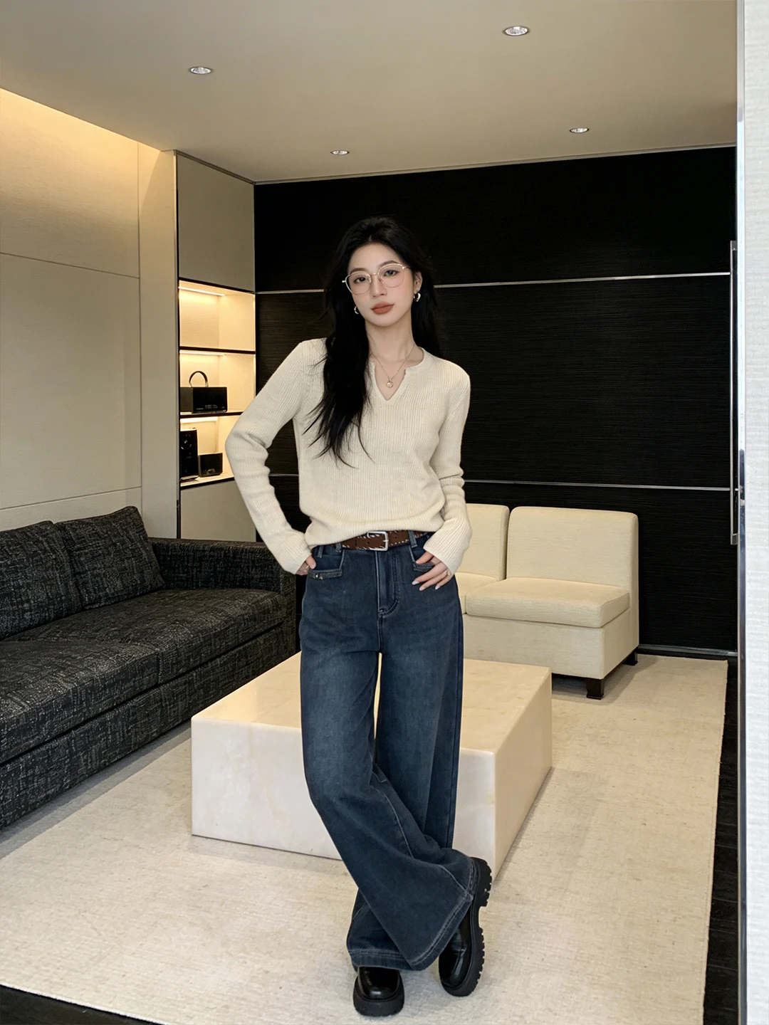 High Waist Wide Leg Fce Lined Waed Denim Pants Loose Fit Comfortable Straight Cut Trousers Korean Sle Retro Casual Jeans
High Waist Wide Leg Fce Lined Waed Denim Pants Loose Fit Comfortable Straight Cut Trousers Korean Sle Retro Casual Jeans