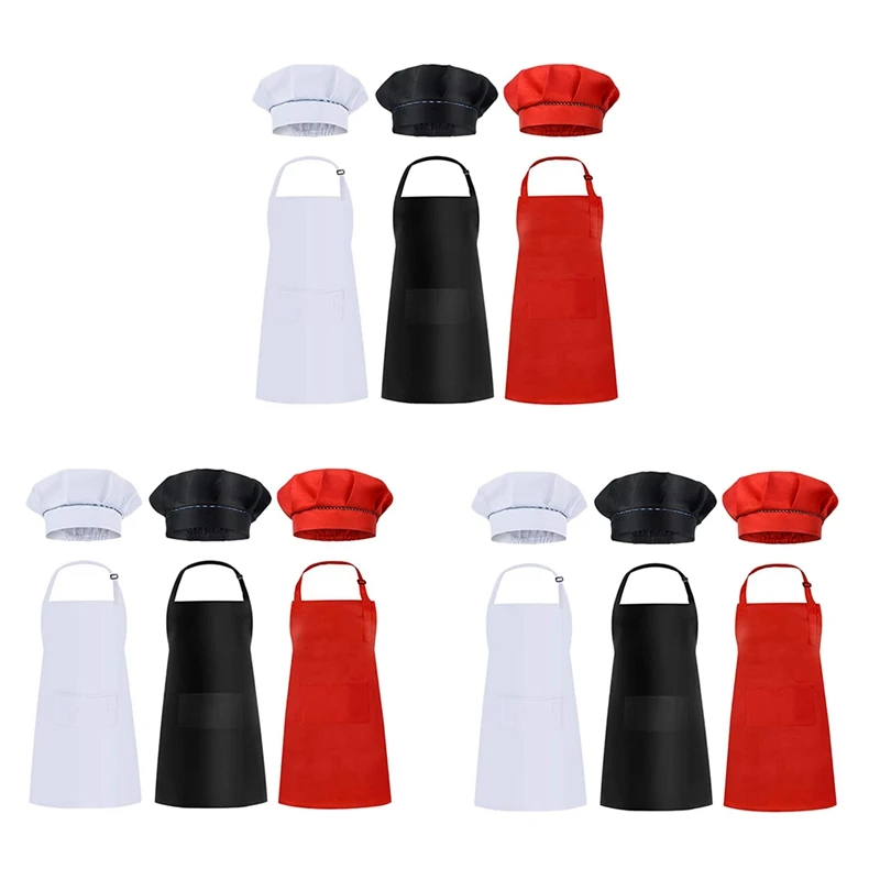 18 Pcs Kids Aprons And Hats Set Children Chef Aprons For Cooking Baking Painting Aprons White + Black + Red
18 Pcs Kids Aprons And Hats Set Children Chef Aprons For Cooking Baking Painting Aprons White + Black + Red