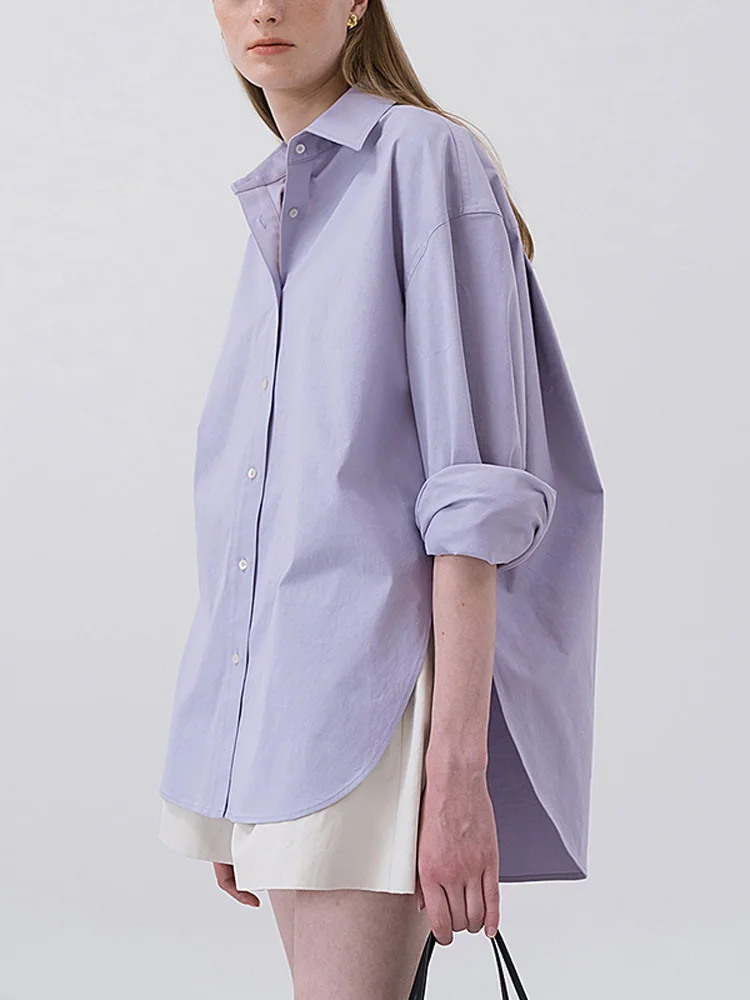 Loose Fit Pure Cotton Purple Shirt Women's Oversize Outerwear Spring Summer Top Button up Casual Style Long Sleeve Neck
Loose Fit Pure Cotton Purple Shirt Women's Oversize Outerwear Spring Summer Top Button up Casual Style Long Sleeve Neck
