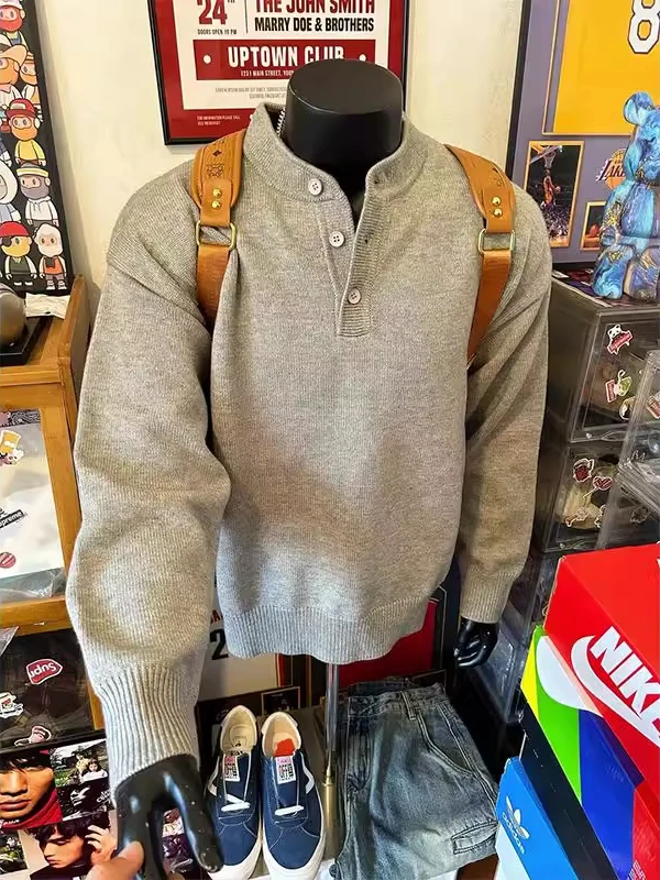 Мужской свитер оверсайз в американском ретро-стиле с воротником Хенли, весна-осень, для создания непринужденного образа, премиум-класса, базовый слой
Мужской свитер оверсайз в американском ретро-стиле с воротником Хенли, весна-осень, для создания непринужденного образа, премиум-класса, базовый слой