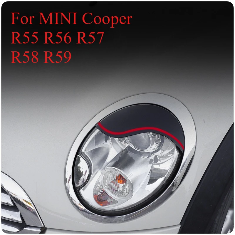 For MINI Cooper R55 R56 R57 R58 R59 ABS Car Headlight Eyelid Eyebrow Sticker Cover Eyelids Moulding Trim Styling Accessories