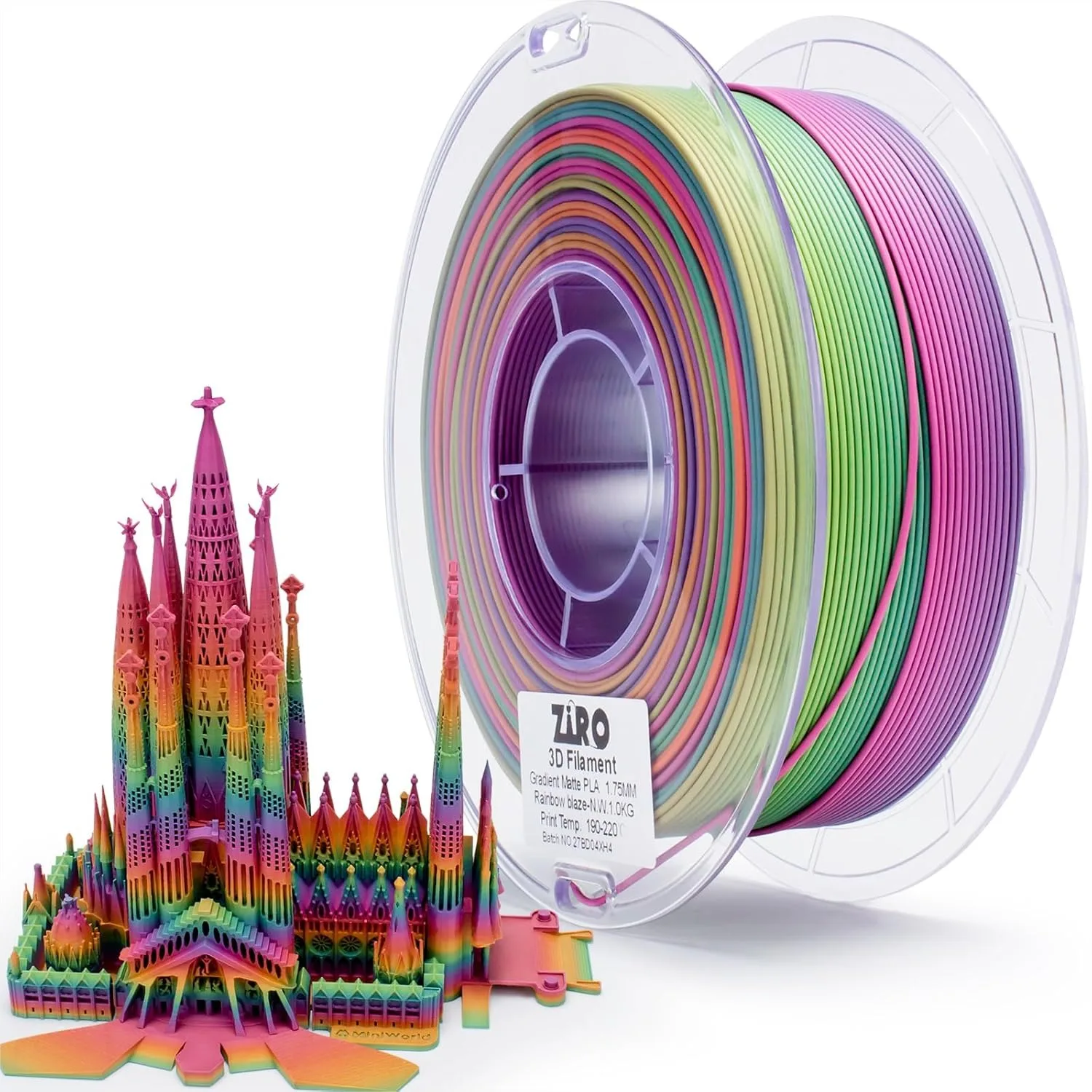 Rainbow Blaze Fast Color Changing Matte PLA Filament 1.75mm 1KG 2.2lbs Spool For FDM 3D Printers
Rainbow Blaze Fast Color Changing Matte PLA Filament 1.75mm 1KG 2.2lbs Spool For FDM 3D Printers