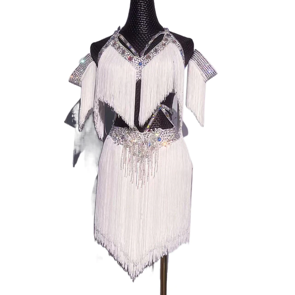 Latin Dance Dress High-end Custom Summer Exposed Waist With Diamond Tassel Dance Dress Cha Cha Tango Stage Professional Clothing
Latin Dance Dress High-end Custom Summer Exposed Waist With Diamond Tassel Dance Dress Cha Cha Tango Stage Professional Clothing