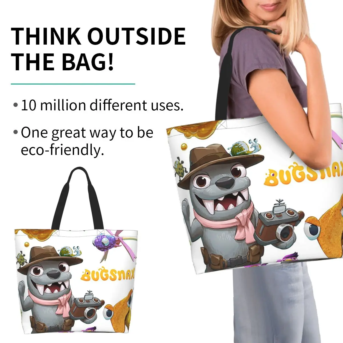 Bugsnax Game Shopping Tote Bag Canvas Large Capacity Shoulder Bags Shopper Grocery Handbag for Women
Bugsnax Game Shopping Tote Bag Canvas Large Capacity Shoulder Bags Shopper Grocery Handbag for Women